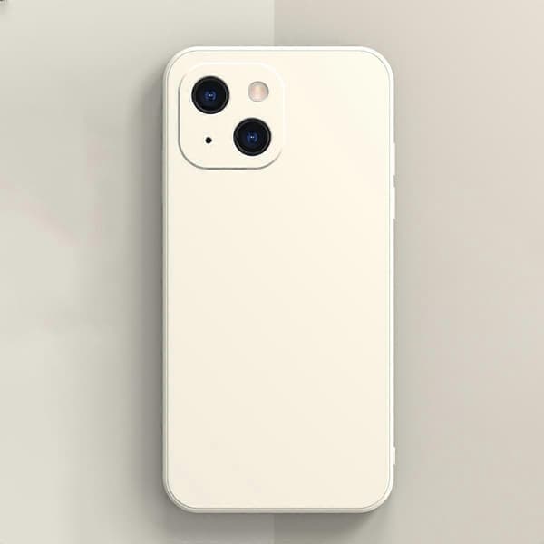 Til iPhone 13 ensfarvet terning lige kant flydende silikoneetui (hvid)
