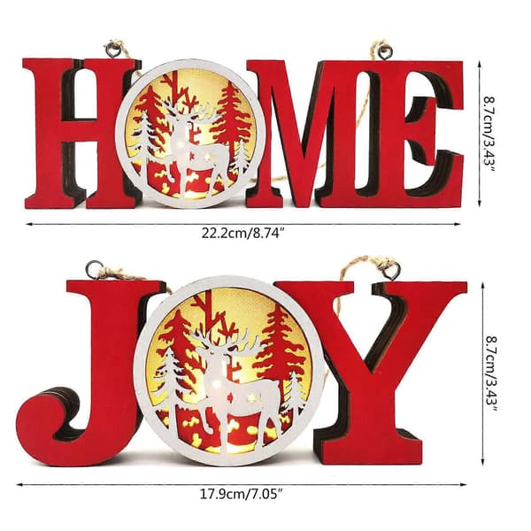 Julglädje/Hem Träbokstavsskylt O LED-belyst Joy/Home Dekorationsskylt