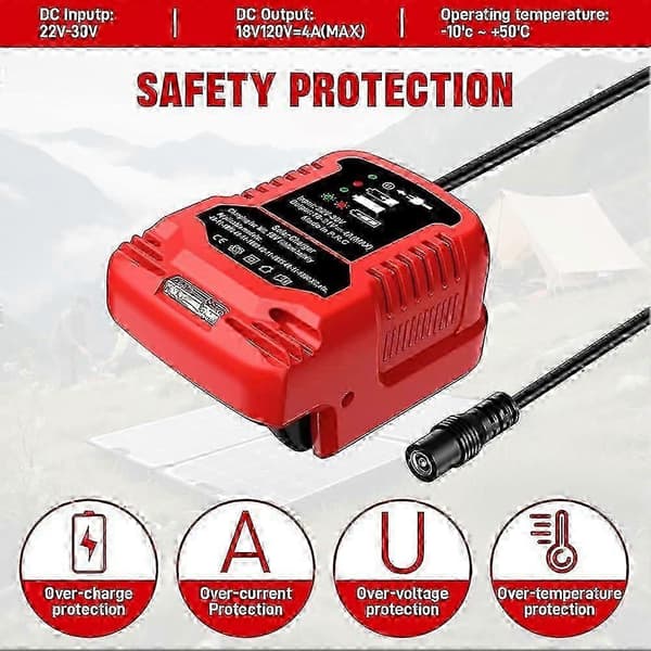 Solcelleladeradapter for Milwaukee 18V batteri, bærbar lader, utendørsarbeid, camping