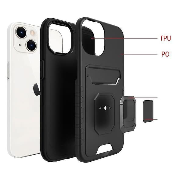 For iPhone 13 Card Shield Magnetisk Holder Telefondeksel (oransje)