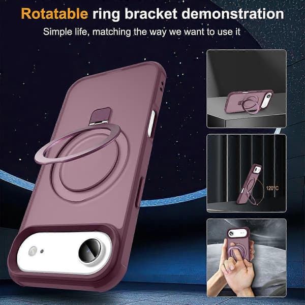 For iPhone 17 Air Case Kompatibel med MagSafe Ringholder Stativ TPU PC Telefondeksel