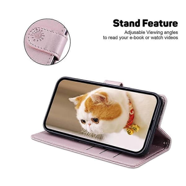 Compatible For iPhone 17 Air Case RFID Kitten Pattern TPU + PU Leather Phone Cover With Wrist Strap