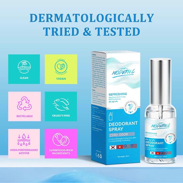 Deodorantspray mot lukt under armene, trygge ingredienser, kroppsdeodorant