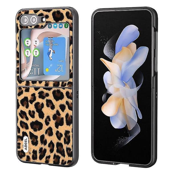 För Samsung Galaxy Z Flip5 Abeel Black Edge Leopard Mobilskal