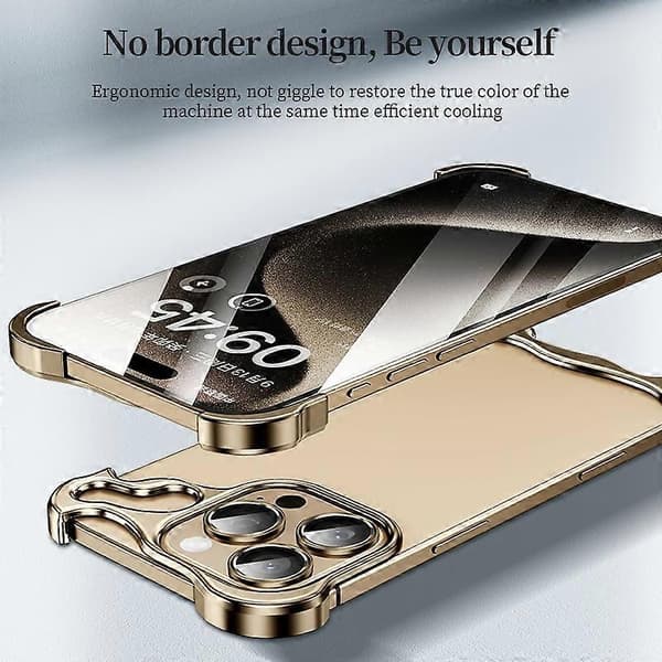 Ramløst telefondeksel i metall til iPhone 16
