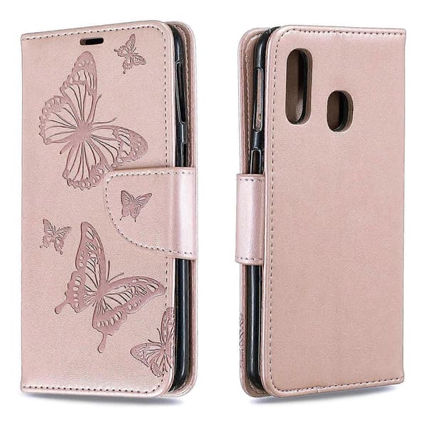 For Samsung Galaxy A40 PU Leather Embossed Butterflies Phone Case