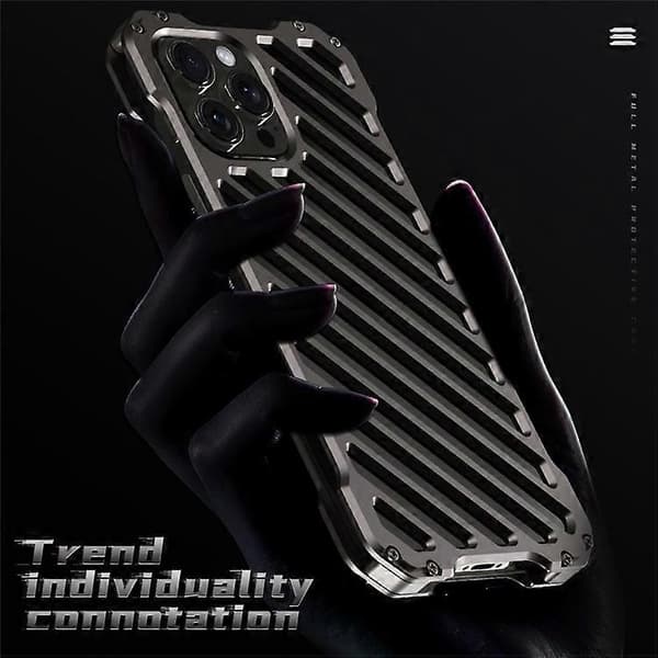 R-JUST RJ-50 Kompatibel med iPhone 16 Pro Max Deksel i aluminiumslegering Hul Støtsikker Bakdeksel