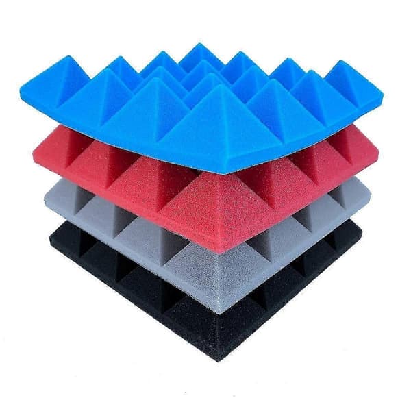 24 stk. 25x25x5 cm Studio Akustisk Lydisolerende Skum Pyramide Støjisolering Lydabsorption Behandling