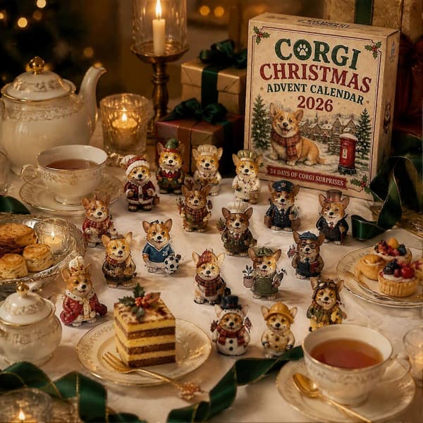 Julekalender 2026 – 24 dagers miniatyr-Corgi-figurer – for barn og hundeelskere