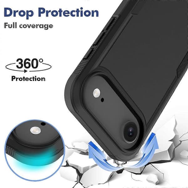 Til iPhone 17 Air-deksel 2-i-1 PC TPU Støtsikkert telefondeksel - Svart