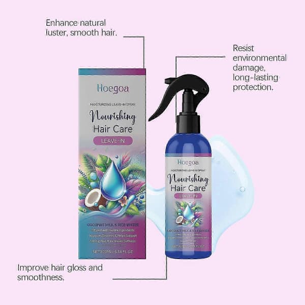 Leave-In Hårbehandlingsspray - Närande Fuktighetskräm för Torrt Hår, Förbättrar Glans & Släthet, 100ml