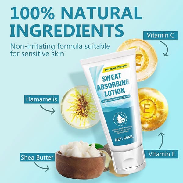Antiperspirant Lotion 60ml QuickDry Svedabsorberende Creme til Fedtet Hud Langvarig Tørhed