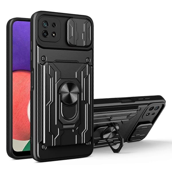För Samsung Galaxy A22 5G Skjutbart Camshield Kort Telefonfodral