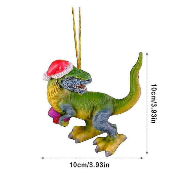 (A) Julepynt juledinosaur i tre, dekorasjon til juletreet