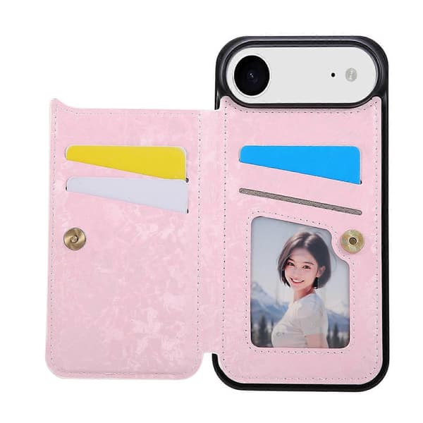 Til iPhone 17 Air Cover Blomster Læder TPU RFID Blokerende Telefoncover Kortpladser - Tørret Blomst
