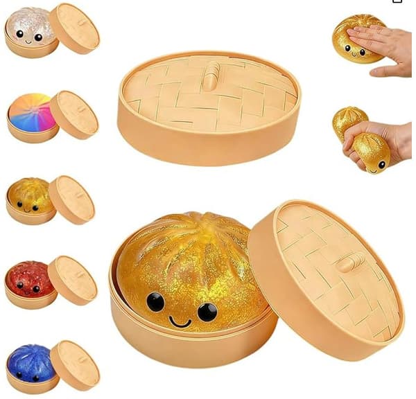 Dumpling Squishy Stressbold Blød Dej Klemmelegetøj mod angst, Ikke-klæbende angstlindring (Tilfældig farve)