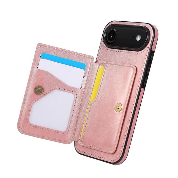 För iPhone 17 Air Fodral Kortfack Stöd PU Läder+TPU Telefonfodral
