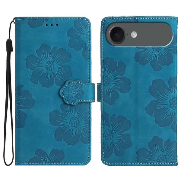 Blommig Läderplånboksfodral med handledsrem för iPhone 17 Air