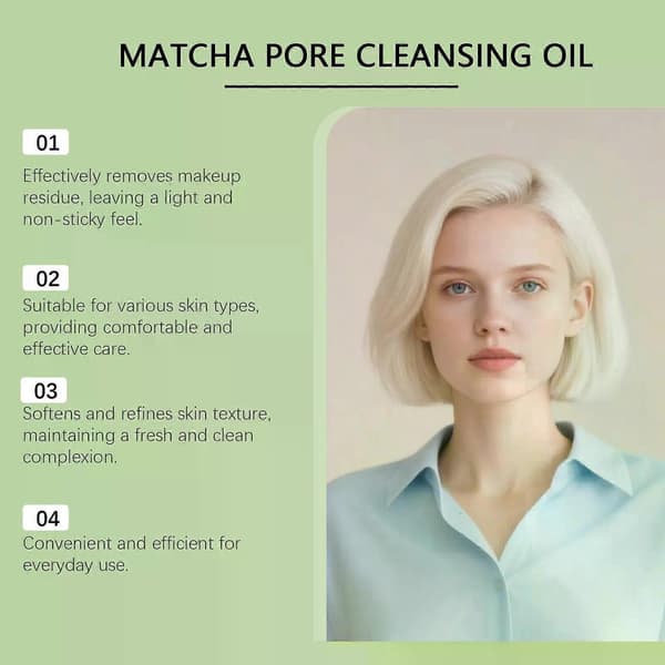 Matcha Cleansing Oil Dybderensende til porer, talg og hudorme, vandfast makeupfjerner, 100 ml