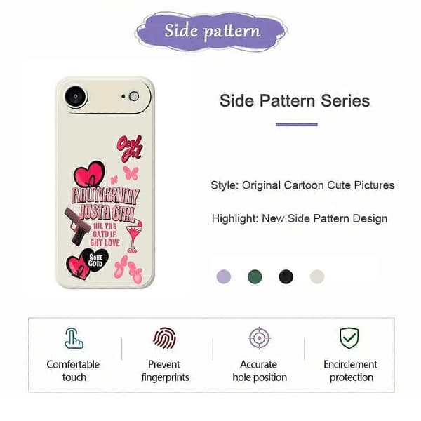 For iPhone 17 Air-deksel Rosa elementmønsterutskrift Rett kant TPU-telefonbakdeksel