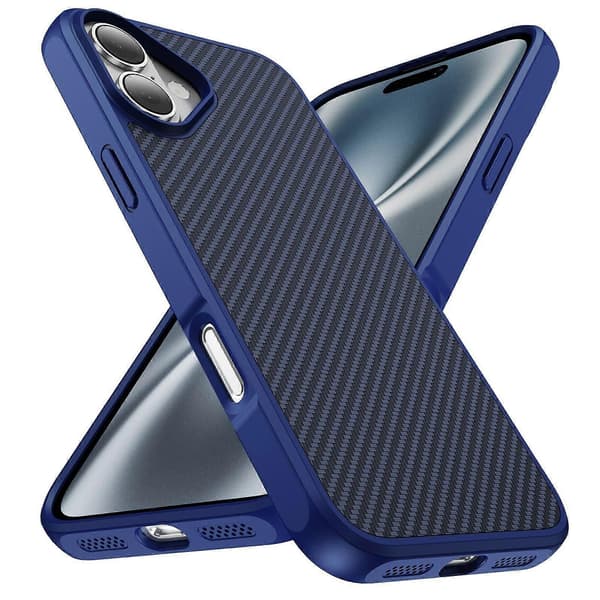 Karbonfiber tekstur telefondeksel til iPhone 16