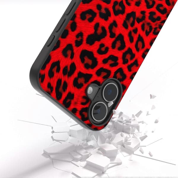 Sort ramme Leopard etui til iPhone 16 Plus