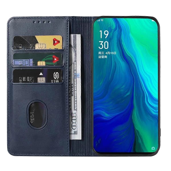 Magnetiskt läderfodral för OPPO Reno 10x Zoom (Blå)
