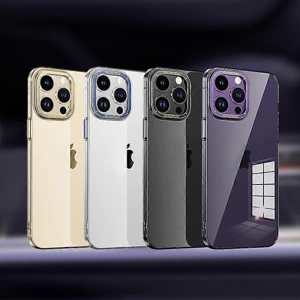 För iPhone 13 Metalllinsring Klart PC-telefonfodral
