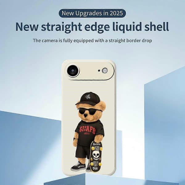 Kompatibel med iPhone 17 Air Case Cool Bear Pattern Utskrift Rett Kant TPU Telefon Bakdeksel