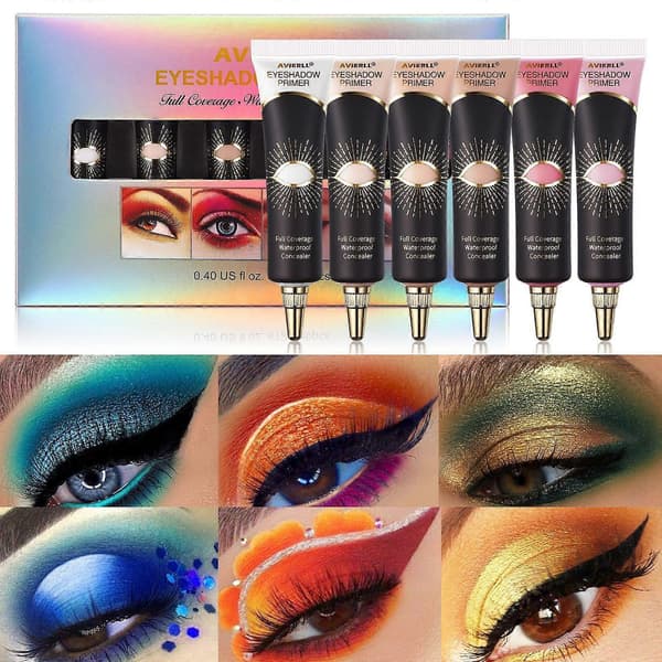 6 st ögonskuggsprimer, ögonskuggsbas krämbas för ögonskugga concealer concealer ögonbas