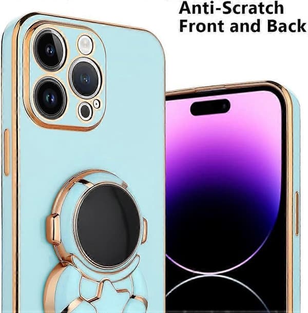 Kompatibel med iPhone 13 Pro Max-etui 6D Astronaut Hidden Stand Bling Glitter Telefoncover til iPhone 13 Pro Max 6,7 tommer (rosa)