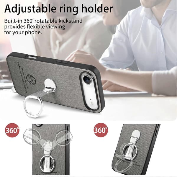 Kompatibel med iPhone 17 Air Fodral Vikbart Stöd Twill Textur Läder Baksida
