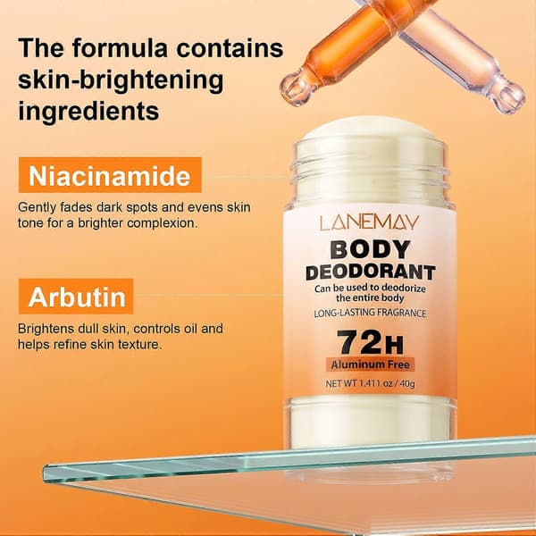 72H Aluminiumfri Helkroppsdeodorantstift, Langvarig Luktkontroll (40g)
