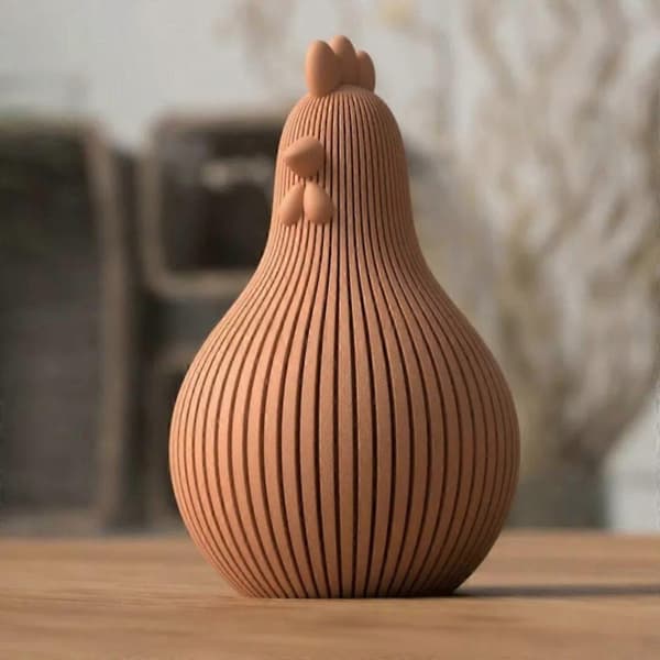 3D-printet vertikalt stribet påskekyllingfigur 16 cm borddekoration til påske