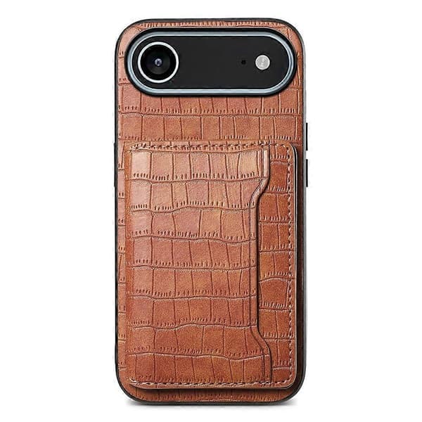 Compatible For iPhone 17 Air Case Card Holder Stand Crocodile Texture Leather Back Phone Cover