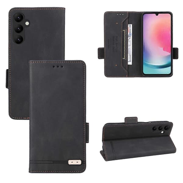 (Ny) För Samsung Galaxy A24 4G Magnetic Clasp Flip Läder Phone Case