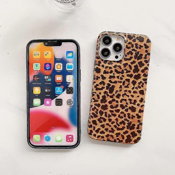 För Iphone 13 Leopard Mönster Icke-full täckning Tpu Protective Case (brun)