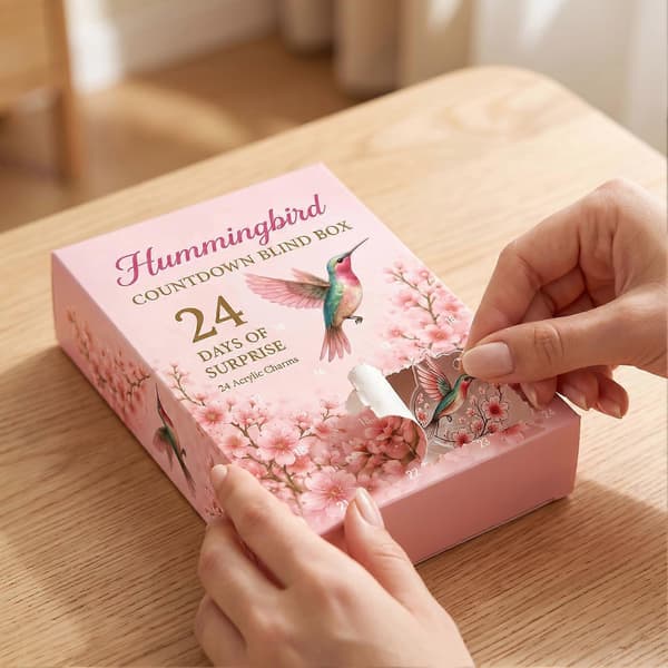 Julekalender med kirsebærblomster og kolibrier, 24-dagers nedtelling