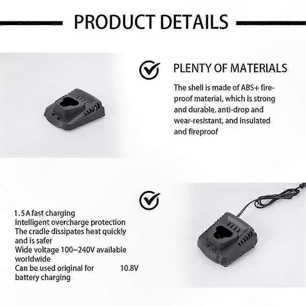 EU-plugg 10,8V-12V litiumbatterilader for Li-Ion elektroverktøy erstatning DC10WA-adapter