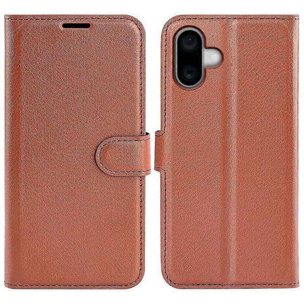 Til iPhone 16 Pung Etui Læder Telefon Etui Litchi Tekstur