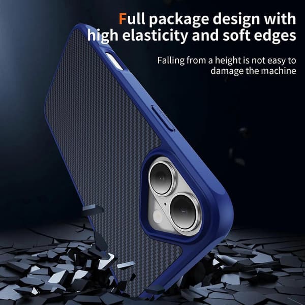 Karbonfiber tekstur telefondeksel til iPhone 16