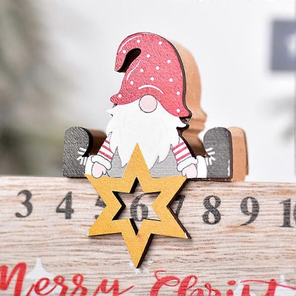 Jule-adventskalender i træ til nedtælling og borddekoration