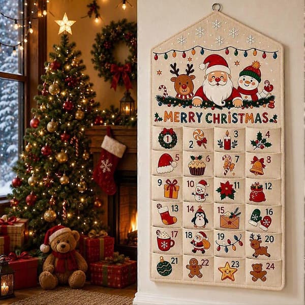Vegghengt julekalender for nedtelling til jul, julepynt til hjemmet