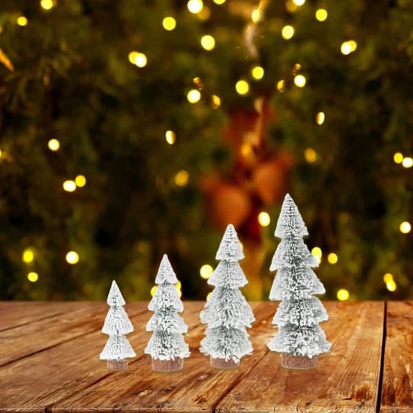 Rustikt kunstigt juletræ til bordet til pejs, kontor, butik og udstilling, 4 stk.