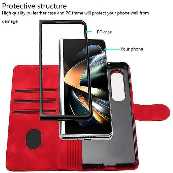 Til Samsung Galaxy Z Fold5 Line Pattern Skin Feel Læder Telefoncover