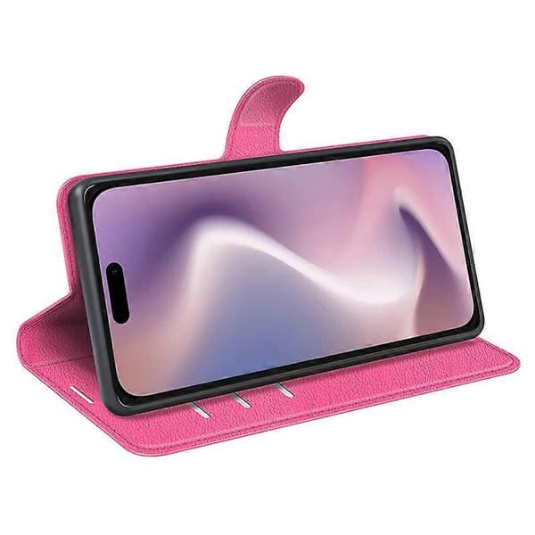 Til iPhone 16 Etui Pung Læder Telefoncover Litchi Tekstur