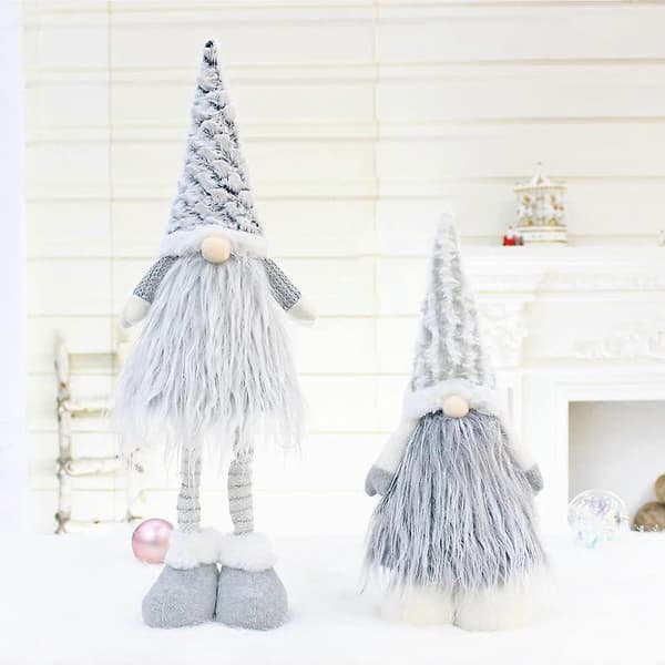 Jul-tomte med utdragbara ben - Stickad plyschdocka