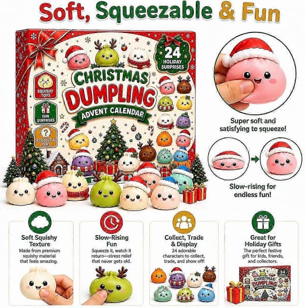 Stress Relief Squishy Legetøj Jule-dumpling Adventskalender Blind Box
