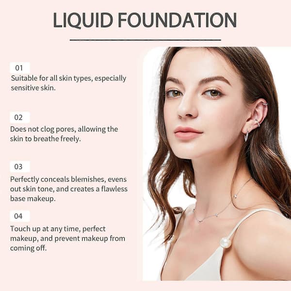 Moisturizing Makeup Foundation, Lightweight Liquid Base, Full Coverage Concealer, Long-lasting Matte Finish, Oil Control and Hydrating Formula for Oily and