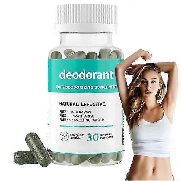 Klorofylkapsler Kropsdeodorant 30 stk, afgifter og renser, nem kapseldosis,